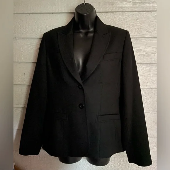 Anne Klein Size 6 Black Wool Blend Jacket w/ Topstitching NWOT - Picture 1 of 7